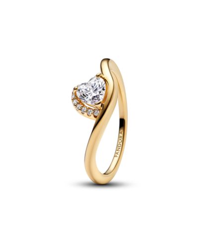 Pandora Кольцо Wavy Heart с напылением 14K Gold Plated