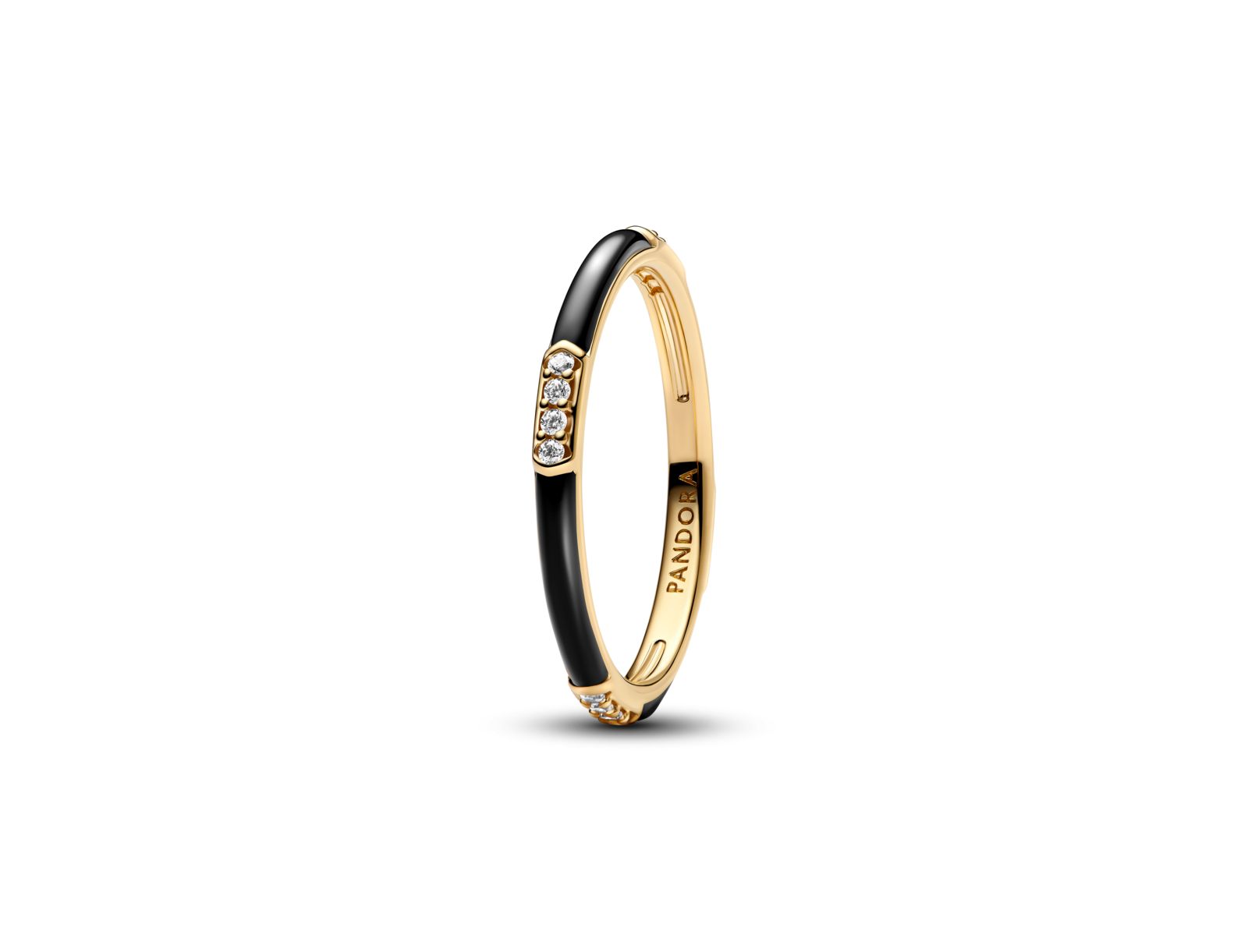 Pandora Black Enamel and Stones Statement Ring