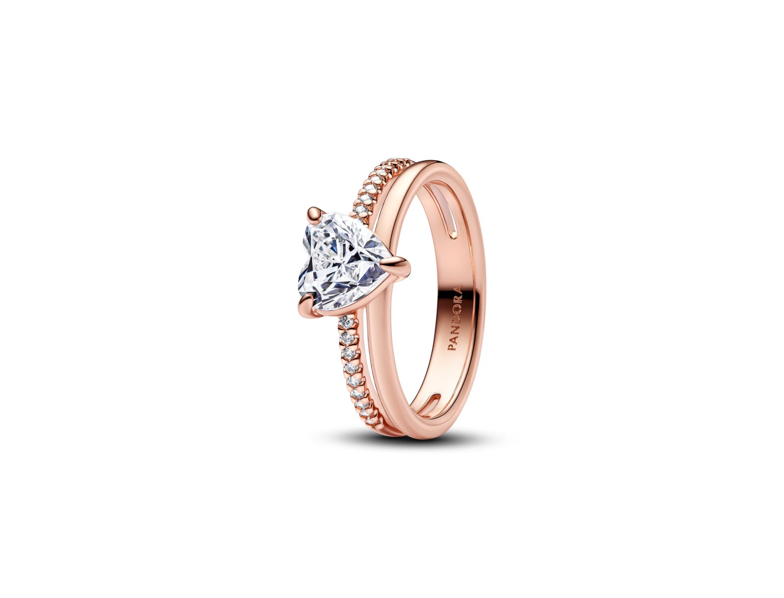 Pandora Sterling Silver Double Band Heart Ring