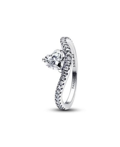 Pandora кольцо Wavy Pave Heart из стерлингового серебра