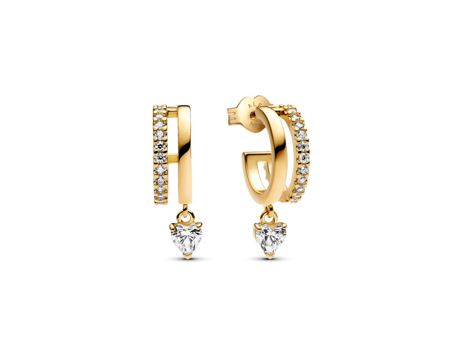 Серьги Pandora 14K Gold Plated Dangling Heart Hoop