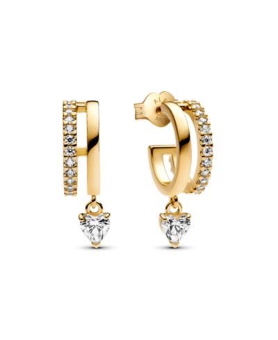 Серьги Pandora 14K Gold Plated Dangling Heart Hoop