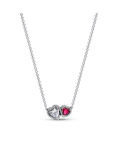 Pandora Sterling Silver Halo Hearts Pendant Necklace