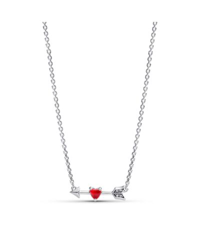 Pandora Sterling Silver Arrow and Murano Glass Heart Necklace