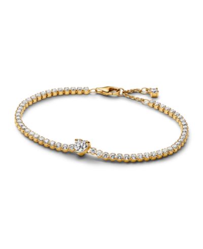 Pandora 14K Gold Plated Sparkling Heart Tennis Bracelet