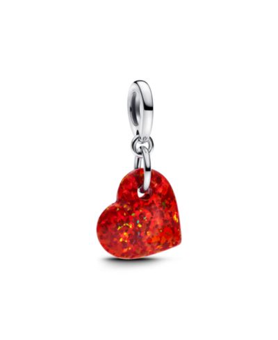 Pandora Sterling Silver Opalescent Red Heart Dangle Charms