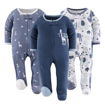 Детские синие комбинезоны Peanutshell Baby Boys Safari, 3 шт.