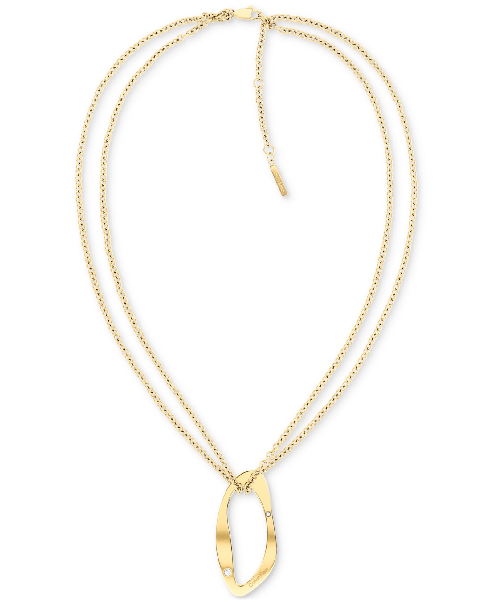 Calvin Klein Gold-Plated Stainless Steel Pavé Sculptural Pendant Necklace, 18" + 2" extender