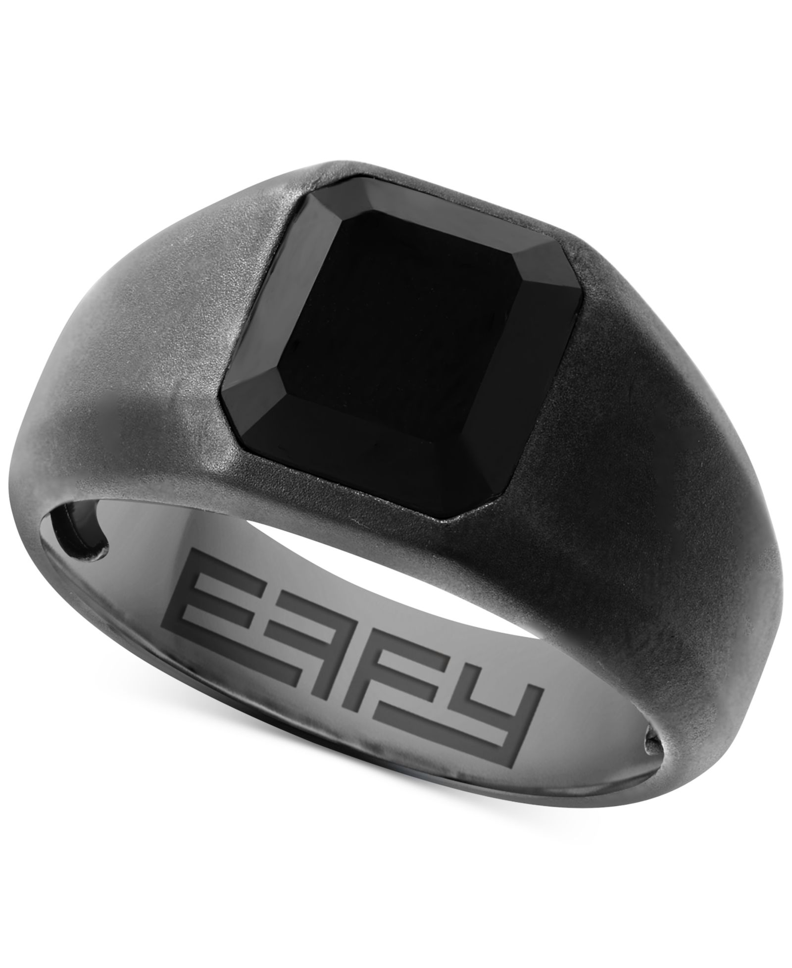 EFFY® Men's Onyx Solitaire Ring in Black Rhodium-Plated Sterling Silver