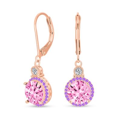 Bling Jewelry Серьги-подвески с круглым фианитом Solitaire Halo, серебряное напыление