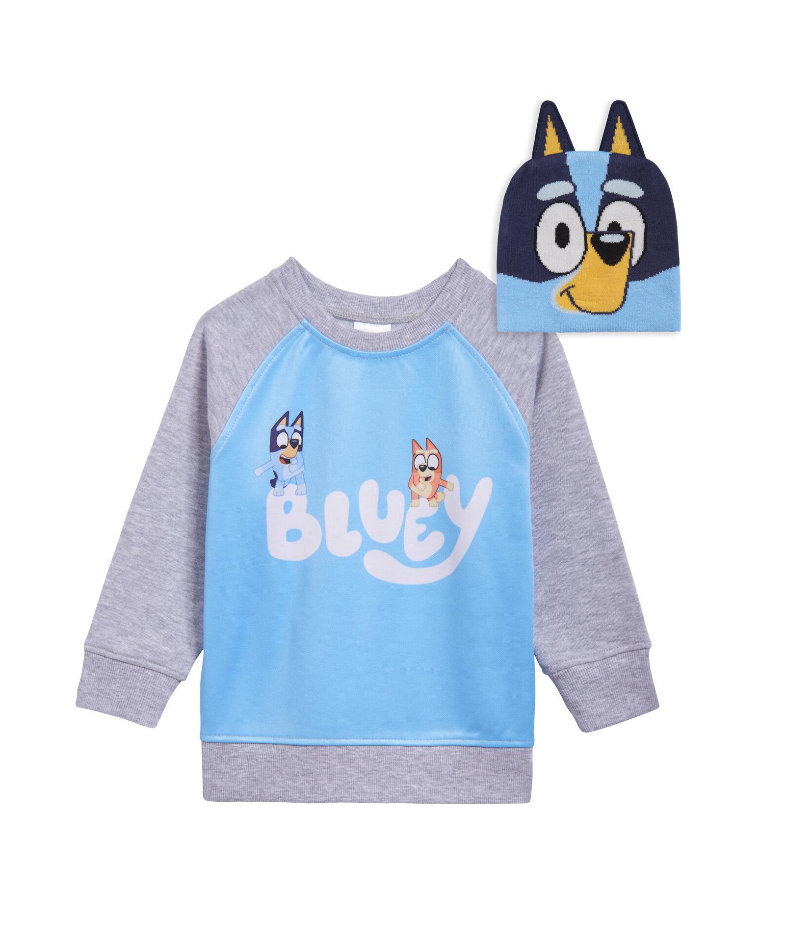 Bluey Флисовая толстовка для малышей и хлопковая шапка, синий цвет