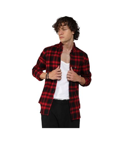 Мужская рубашка в клетку Buffalo Midnight Black & Scarlet Red