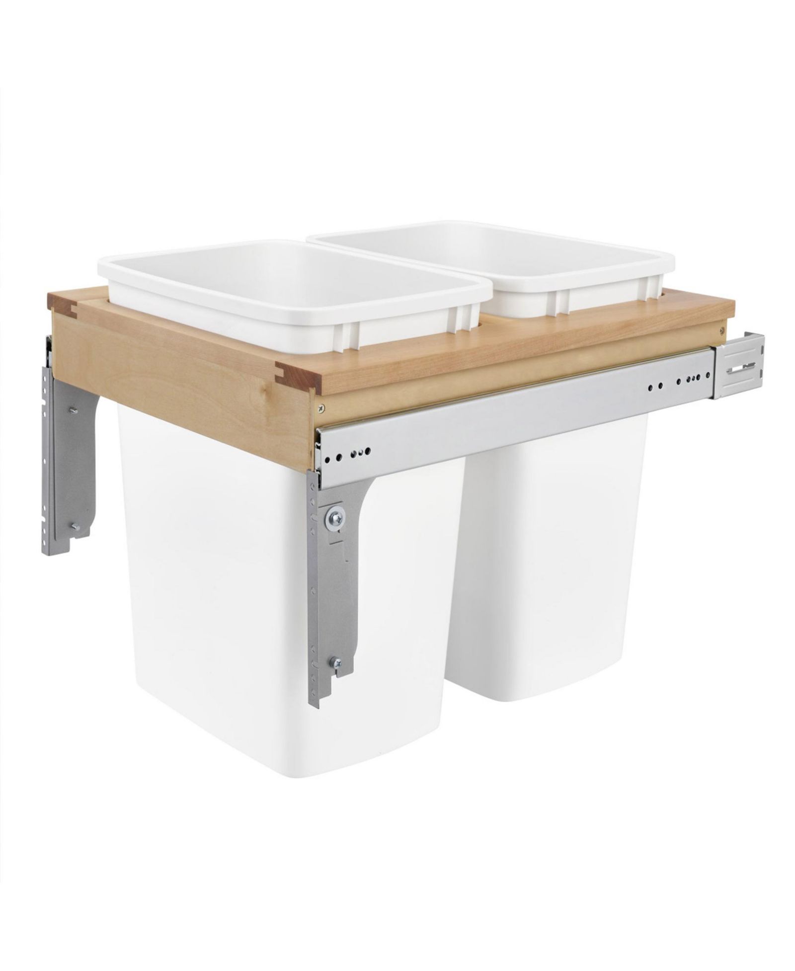 Rev-A-Shelf Double Pullout Top Mount Trash Can 35 qt., White, 4WCTM-21DM2