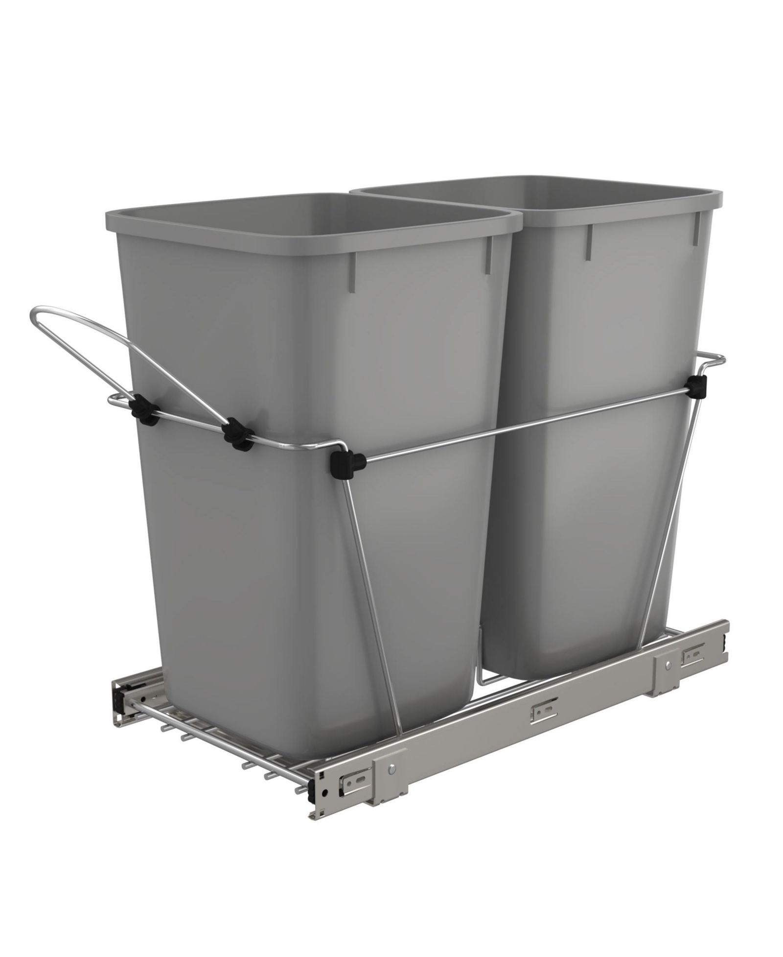 Rev-A-Shelf двойной выдвижной мусорный контейнер 27 qt для кухни, серебристый, RV-15KD-17C S