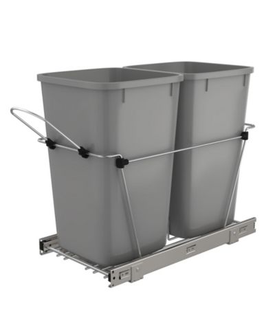 Rev-A-Shelf двойной выдвижной мусорный контейнер 27 qt для кухни, серебристый, RV-15KD-17C S