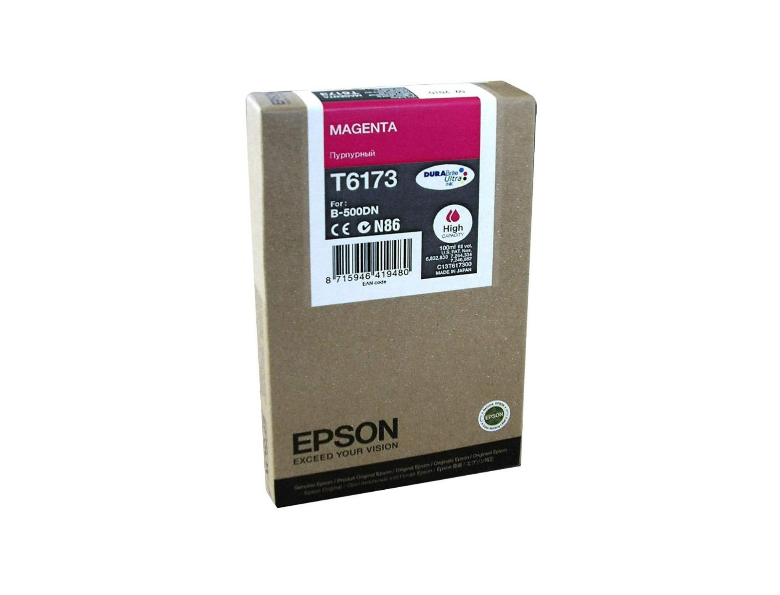 Epson картридж для чернил T617 DURABrite высокой емкости быстрого высыхания (Magenta, 100ml)