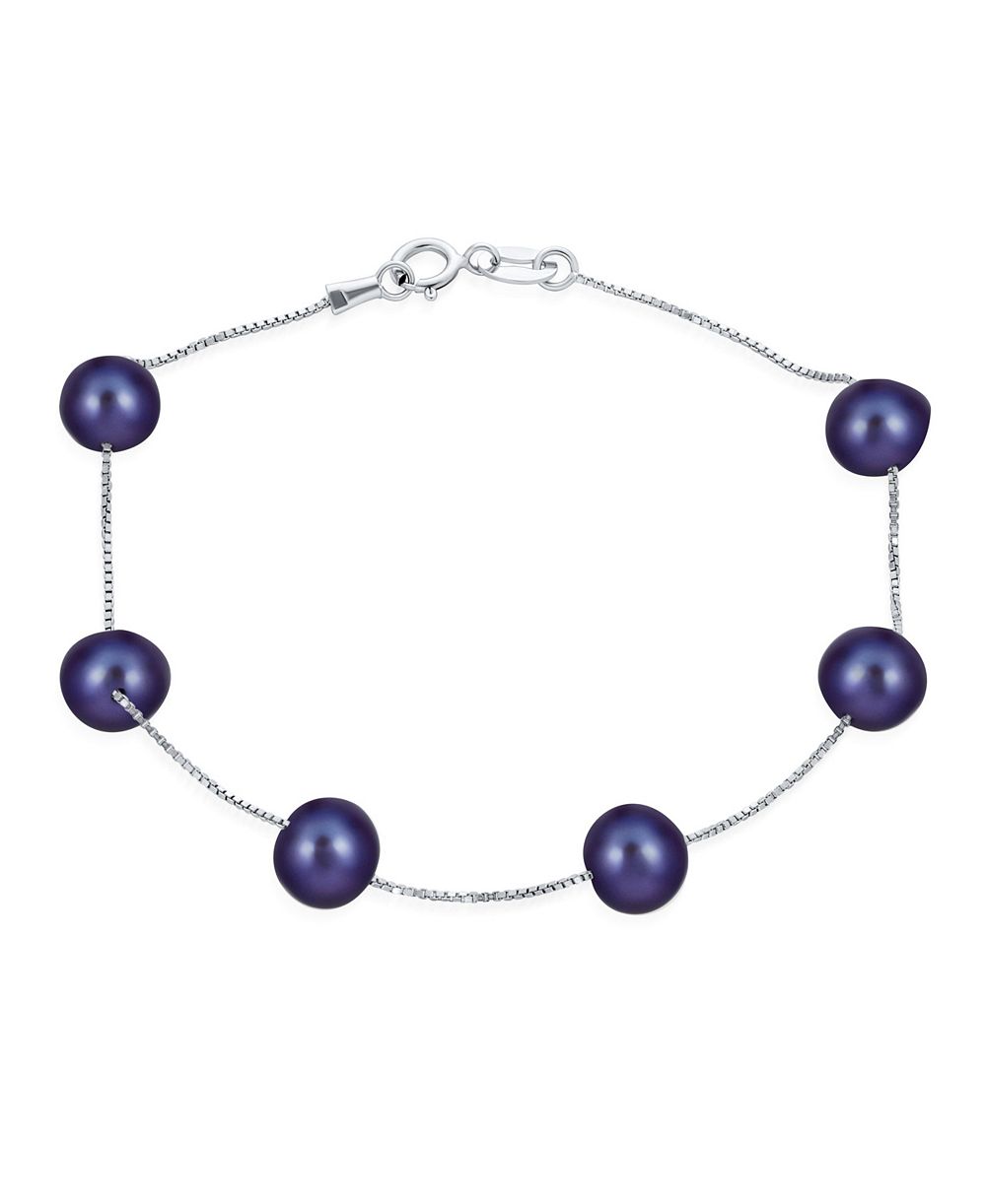 Браслет Bling Jewelry из стерлингового серебра с белым жемчугом 7MM