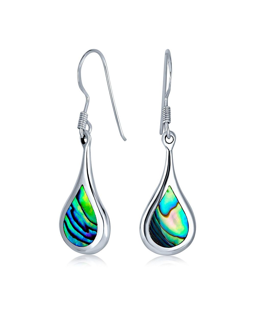 Серьги-подвески Bling Jewelry Rainbow Abalone Raindrop Teardrop Sterling Silver