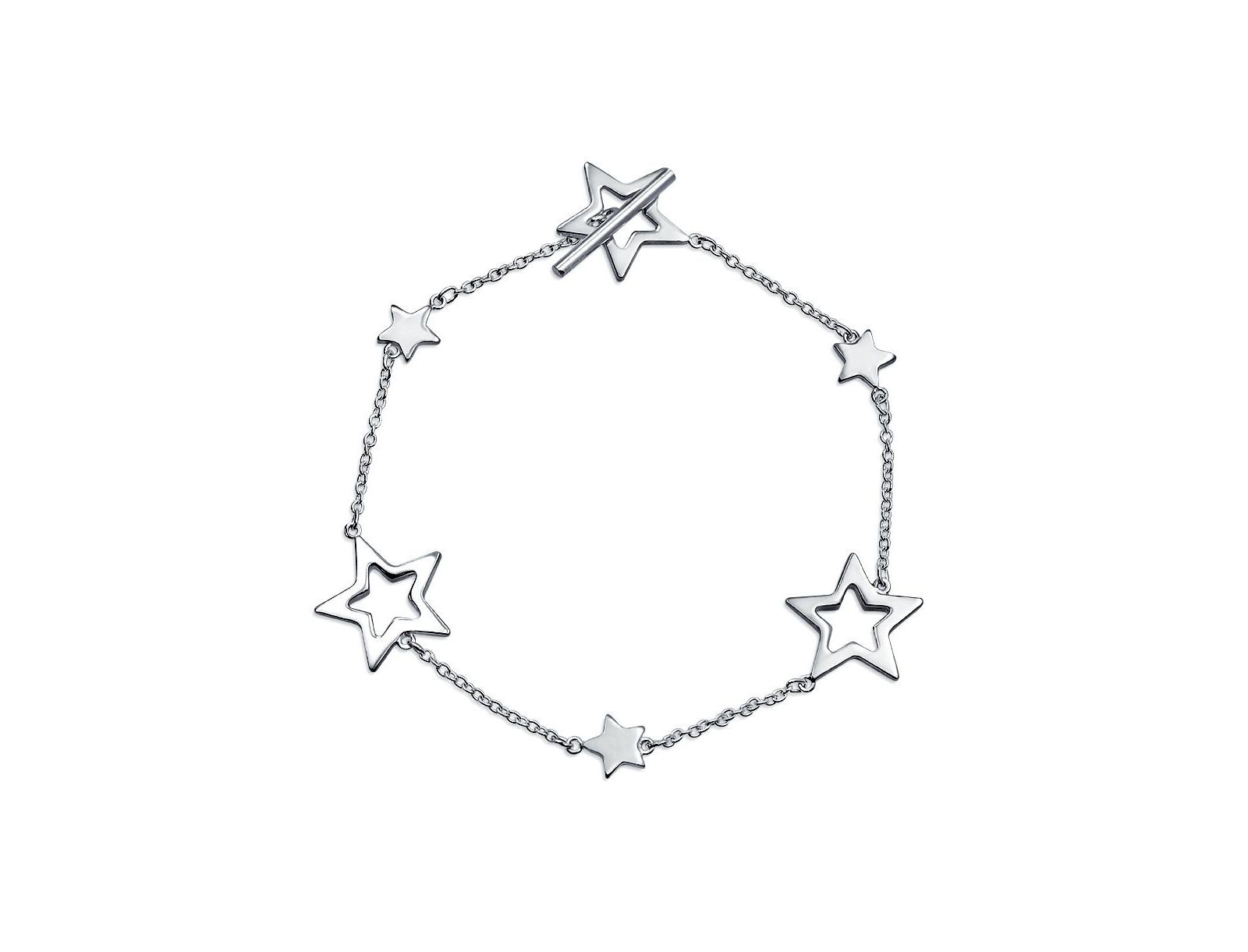 Браслет Bling Jewelry.925 Sterling Silver Patriotic Celestial Star Toggle Clasp