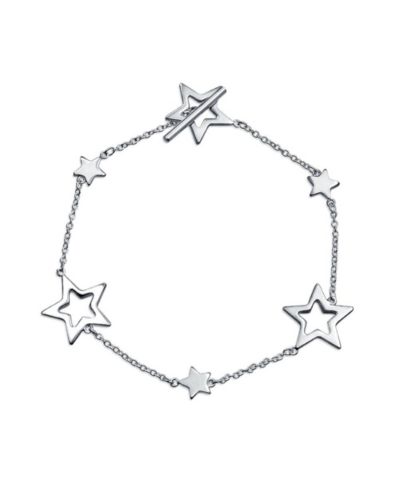 Bling Jewelry Patriotic Celestial Stars Link Bracelet .925 Sterling Silver Toggle Clasp
