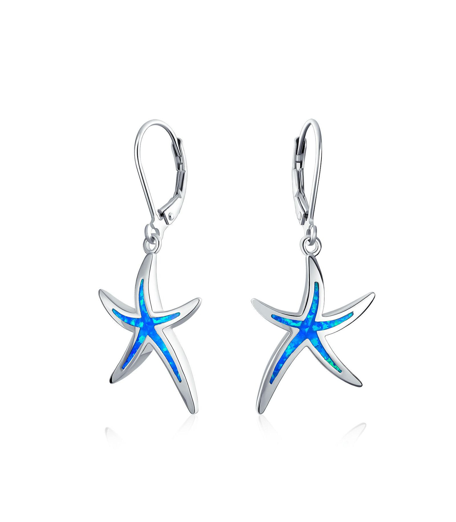 Серьги Bling Jewelry Nautical Aquatic Tropical Beach Vacation Iridescent Opal Inlay Starfish Dangle Drop