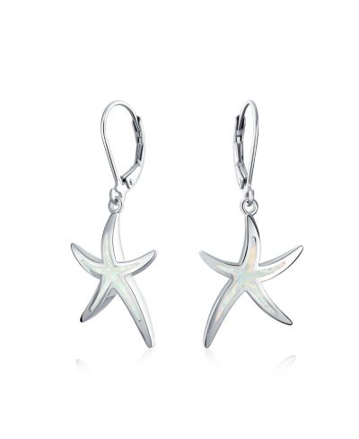 Серьги Bling Jewelry Nautical Aquatic Tropical Beach Vacation Iridescent Opal Inlay Starfish Dangle Drop