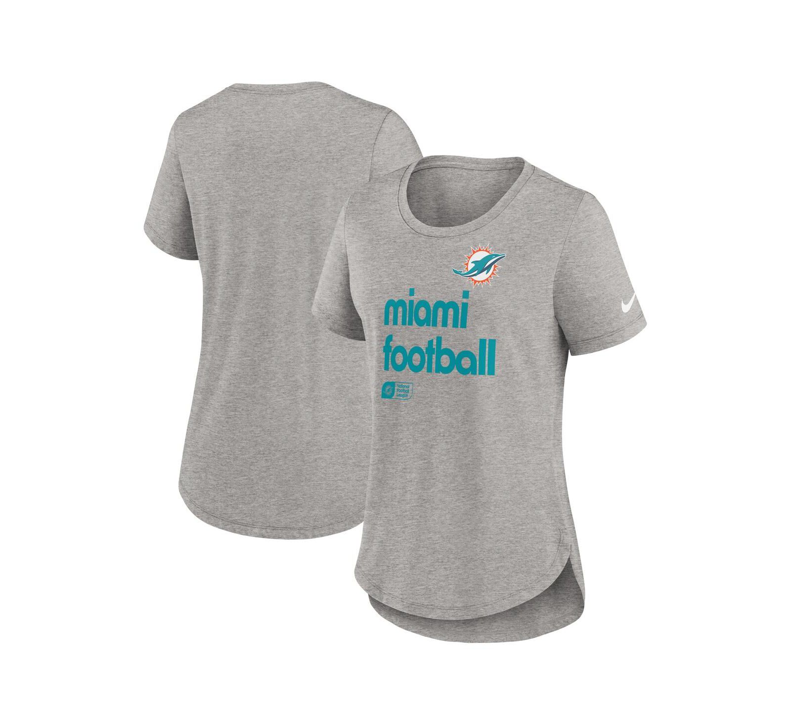Женская футболка Nike Heather Gray Miami Dolphins Team Shout-Out Tri-Blend
