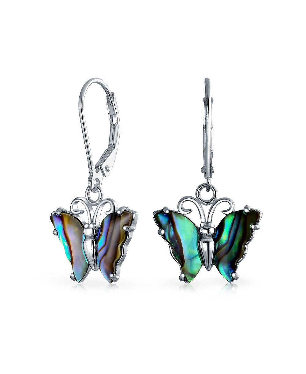 Bling Jewelry серьги drop с радужным абелоном и гравировкой насекомых сада,.925 Sterling Silver