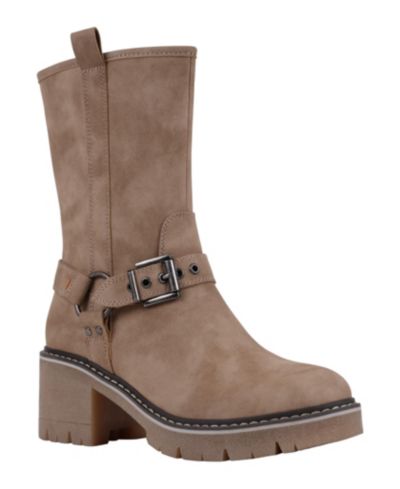 Женские сапоги GC Shoes Knox Buckle Lug Sole Block Heel Mid Calf