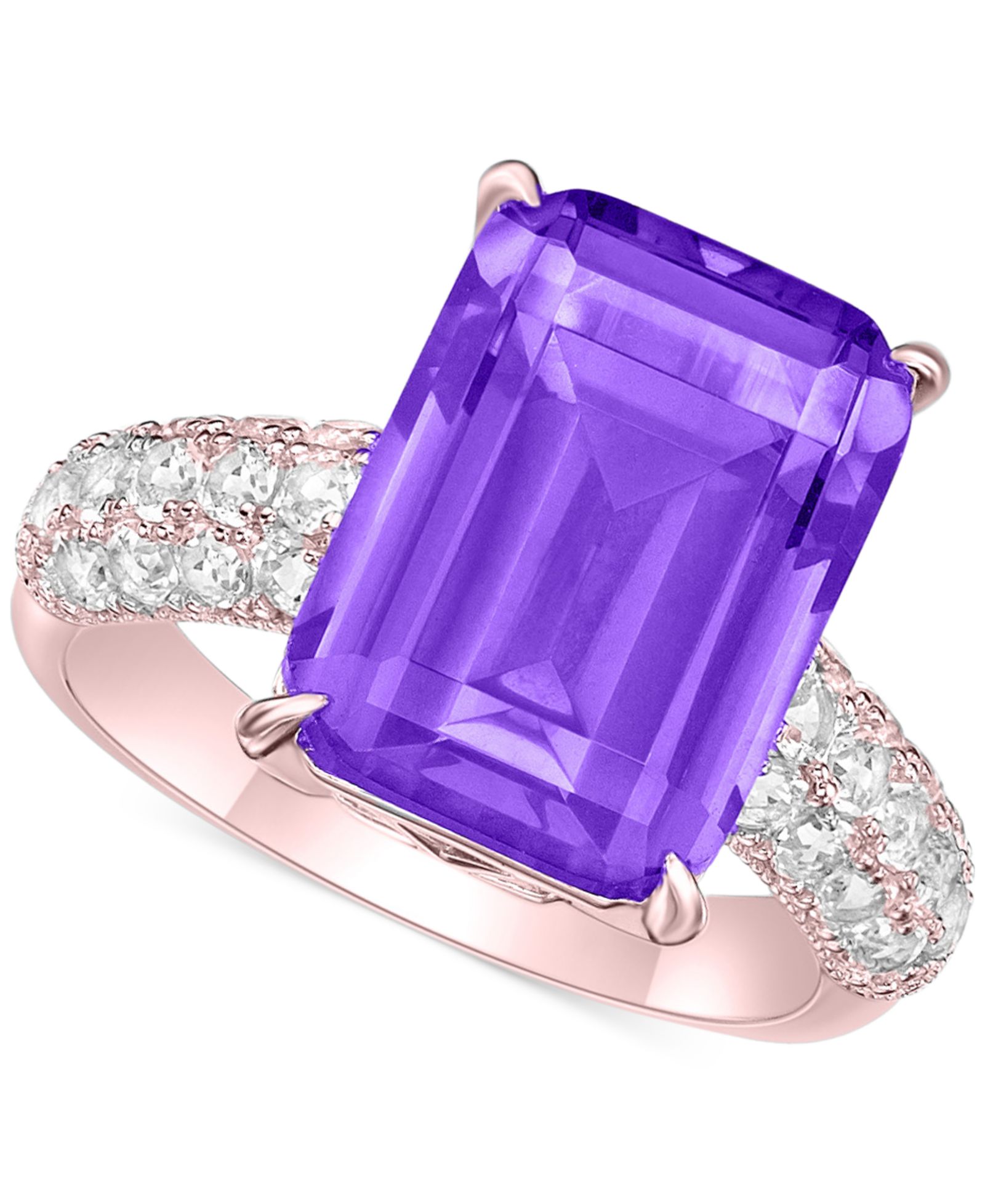 Кольцо Amethyst (8 ct. t.w.) & White Topaz (1/3 ct. t.w.) Statement in Rose Gold-Plated Sterling Silver