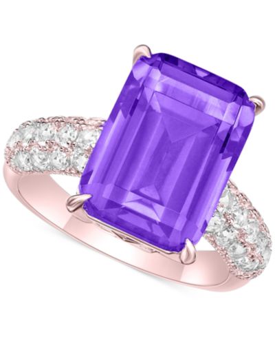 Кольцо Amethyst (8 ct. t.w.) & White Topaz (1/3 ct. t.w.) Statement in Rose Gold-Plated Sterling Silver
