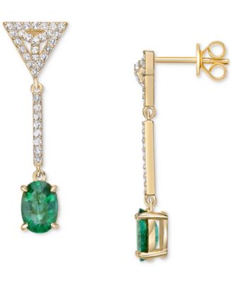 Серьги-подвески с изумрудом (2 ct. t.w.) и белым топазом (1/3 ct. t.w.)