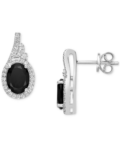 Emerald (3 ct. t.w.) & White Sapphire (5/8 ct. t.w.) Oval Halo Stud Earrings in 10k Gold-Plated Sterling Silver (Also in Ruby & Sapphire)