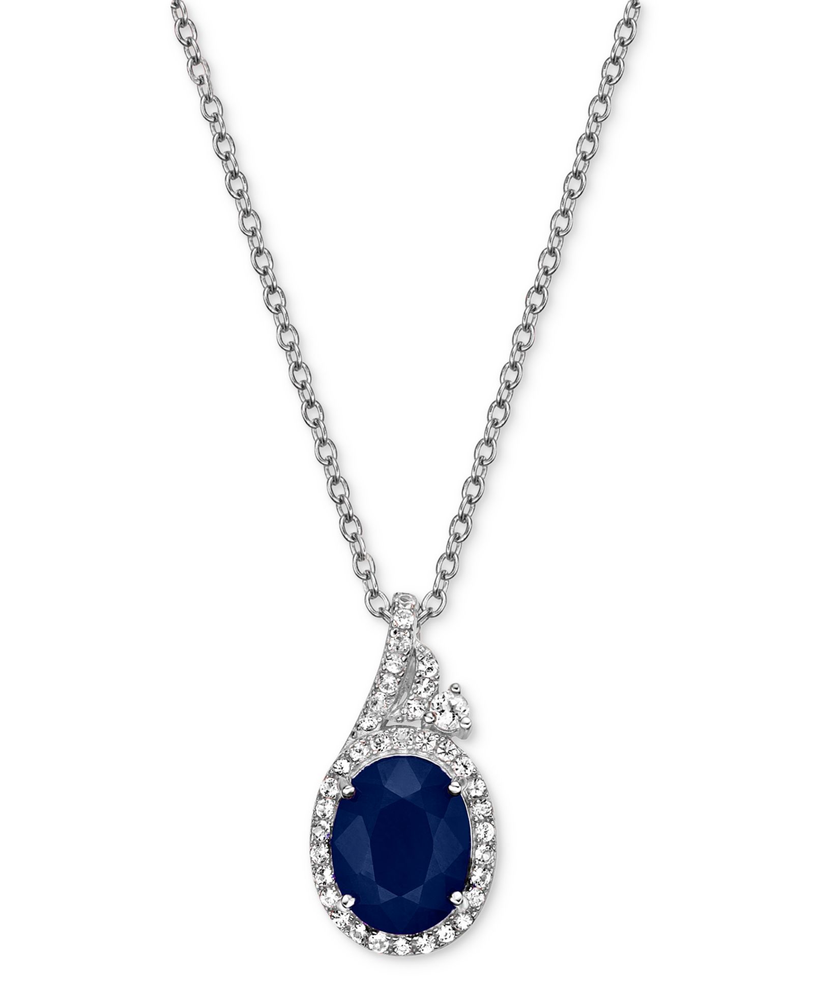 Emerald (2 ct. t.w.) & White Sapphire (1/2 ct. t.w.) Oval Halo 18" Pendant Necklace in 10k Gold-Plated Sterling Silver (Also in Ruby & Sapphire)