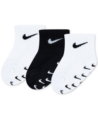 Nike Baby and Toddler Logo Gripper Ankle Socks, 3 Pack