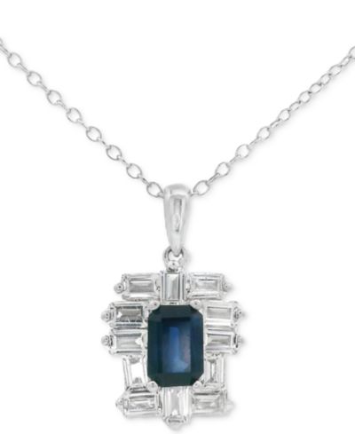 Подвеска Macy's Emerald-Cut Gemstone & White Topaz в 10k Gold Plated over Sterling Silver, 18"