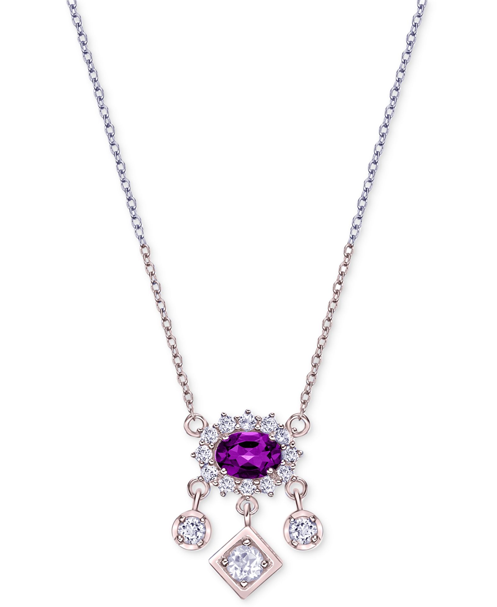 Подвеска с драгоценными камнями (1 ct. t.w.) и белым топазом (5/8 ct. t.w.) в серебре или позолоченном серебре, 18"