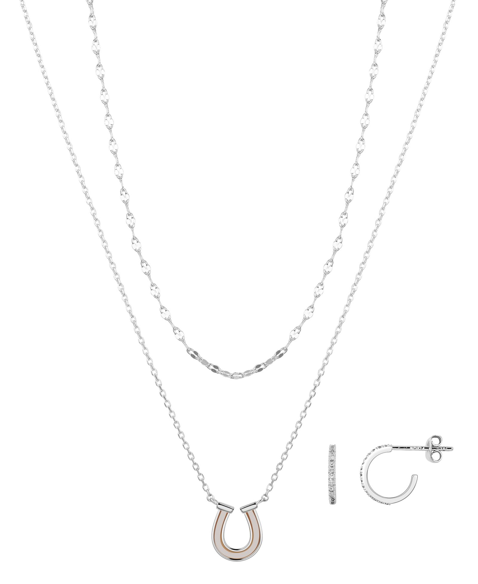 Набор: ожерелье Unwritten Mother of Pearl Horseshoe и серьги-кольца с кубическим цирконием