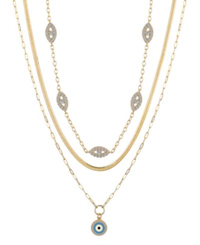 Комплект из 2-х подвесок-кулонов Unwritten Cubic Zirconia Evil Eye Paperclip Layered