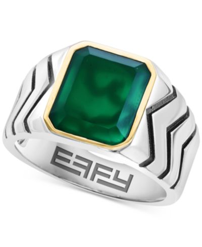 Мужское кольцо EFFY® Green Onyx (3-3/4 ct. t.w.) Statement из стерлингового серебра с напылением 14k Gold