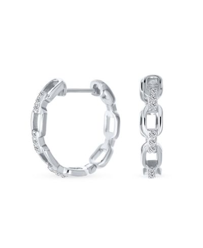 Элегантные серьги-кольца Bling Jewelry с круглыми звеньями Paper Clip и акцентами Pave CZ, из стерлингового серебра.925