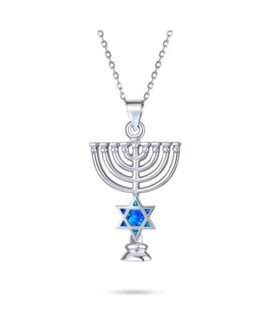 Bling Jewelry подвеска с синим опалом, религиозная тематика Hanukkah Menorah Star Of David, серебро