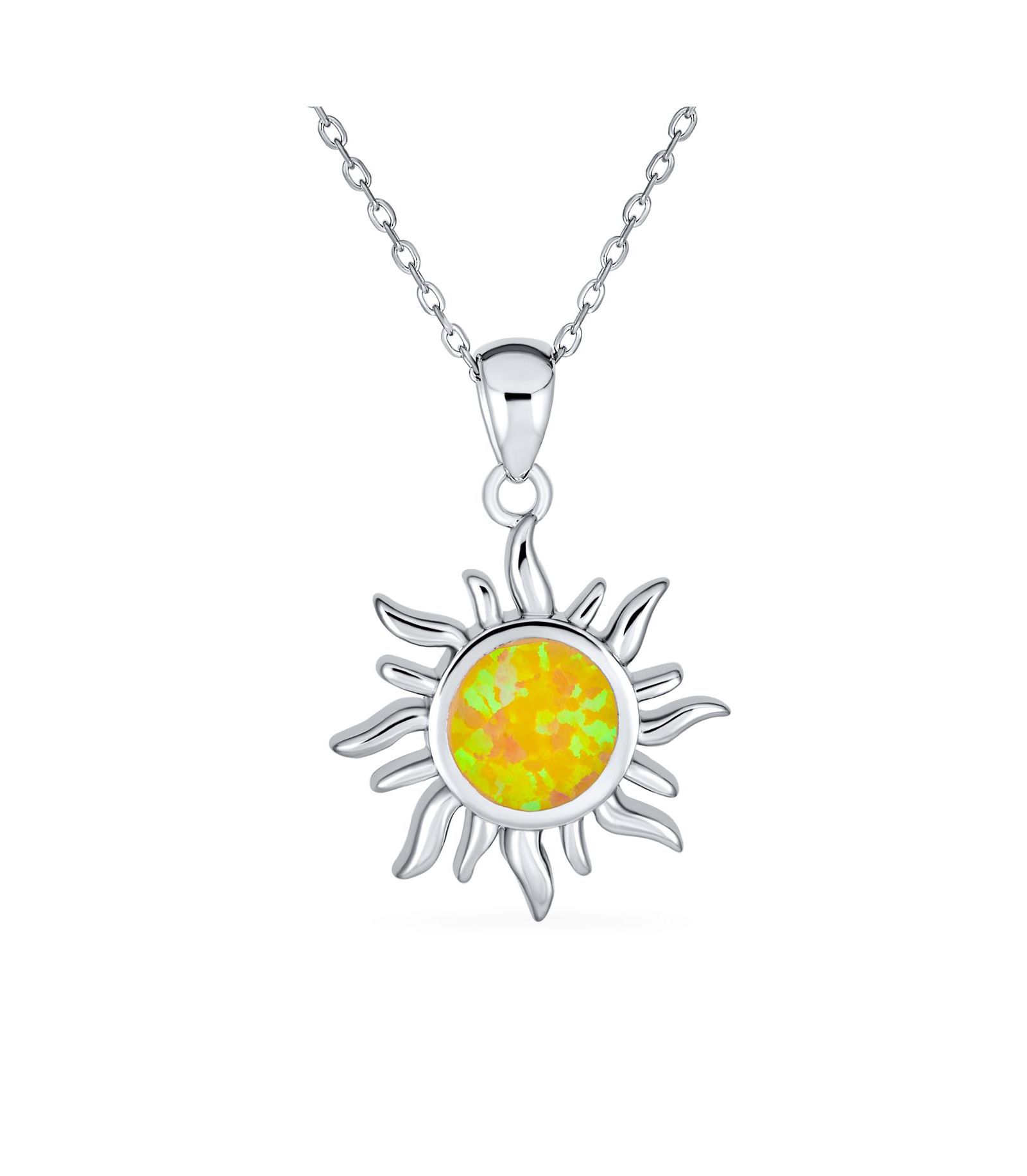 Подвеска-кулон Bling Jewelry Fire Opal Sunshine Star Sunburst из стерлингового серебра