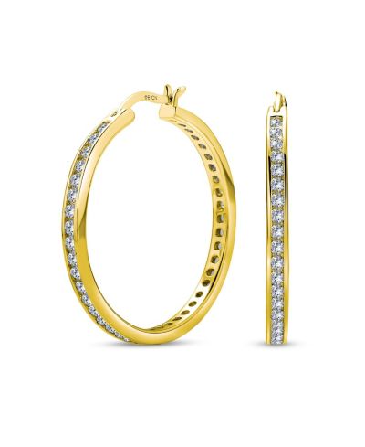 Серьги-кольца Bling Jewelry.925 Sterling Silver Pave CZ Black On Black 1.5 Inch