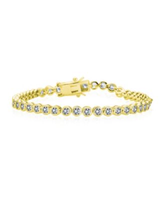 Bling Jewelry Black White CZ Bubble Bezel Tennis Bracelet Gold Plated Sterling Silver