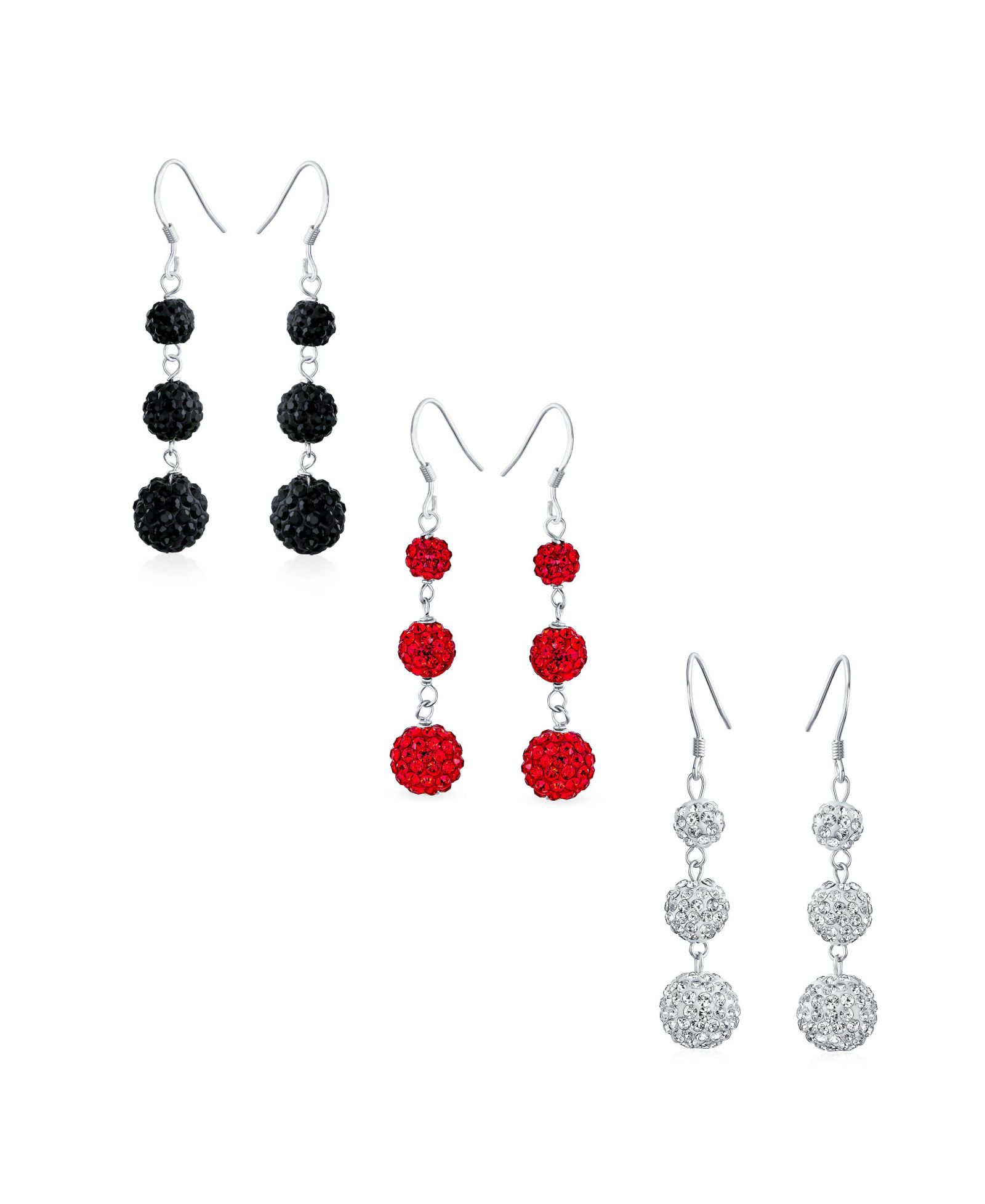Bling Jewelry Multi Color Crystal Pave Disco Balls Dangle серьги из Sterling Silver