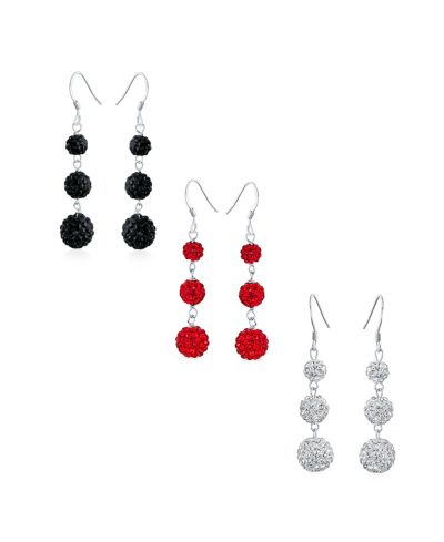 Bling Jewelry Multi Color Crystal Pave Disco Balls Dangle серьги из Sterling Silver