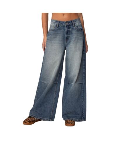 Edikted Women's Skater Girl Washed Low Rise Jeans