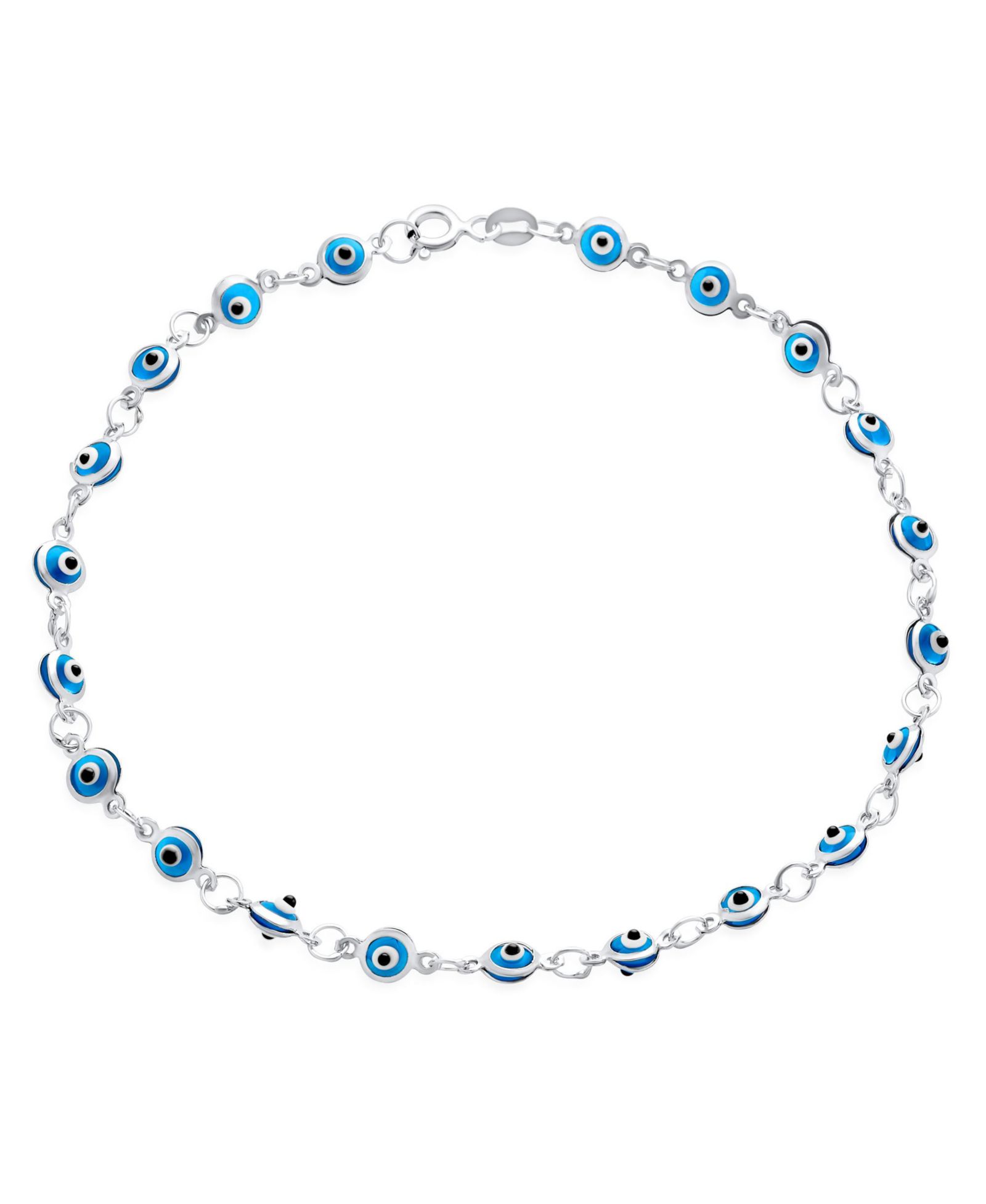 Многоцветный браслет на ногу Bling Jewelry Protection с подвеской Evil Eye из серебра 925 пробы и золотым напылением, 9 Inch