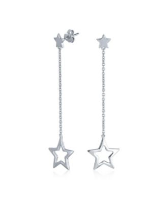 Серьги Bling Jewelry Celestial American Patriotic USA Rock Star, из стерлингового серебра.925, 2.5 Inch